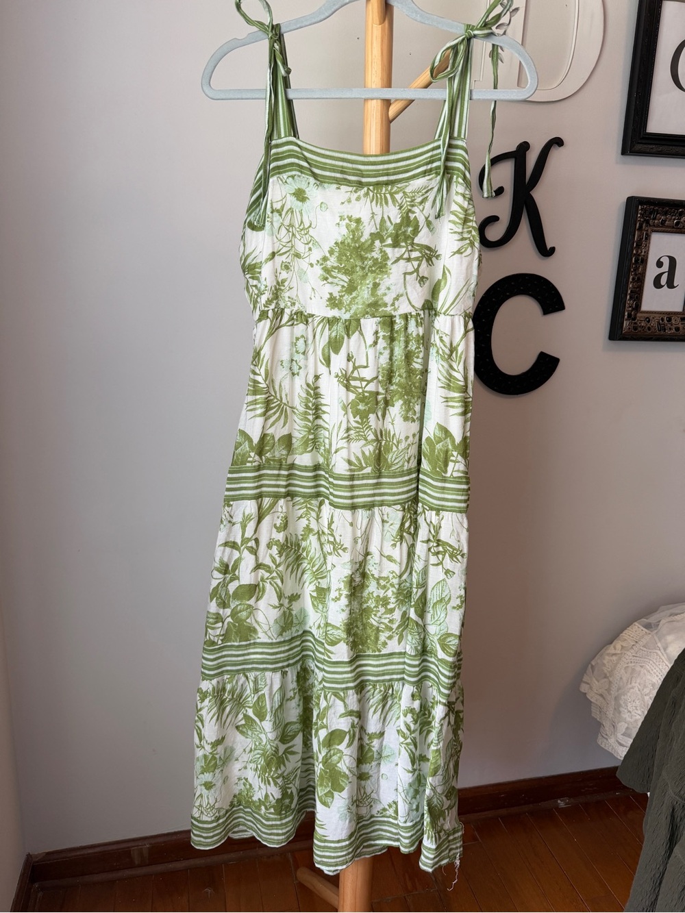 Sweet Wanderer Green Floral Tiered Maxi Dress Size XL Woodland Fairy